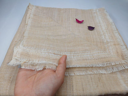 PEACE SILK Traditional Handspun/Handwoven Non-Violent Pure Raw Eri Silk Meditation Shawl/Scarf,Ethical Silk Tantrik Buddhist Prayer Wrap/Zen