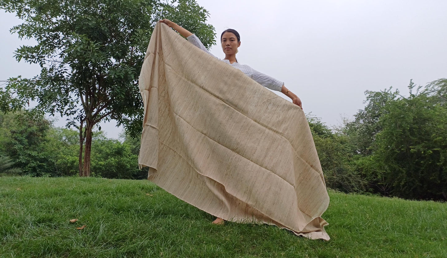 PEACE SILK Traditional Handspun/Handwoven Non-Violent Pure Raw Eri Silk Meditation Shawl/Scarf,Ethical Silk Tantrik Buddhist Prayer Wrap/Zen