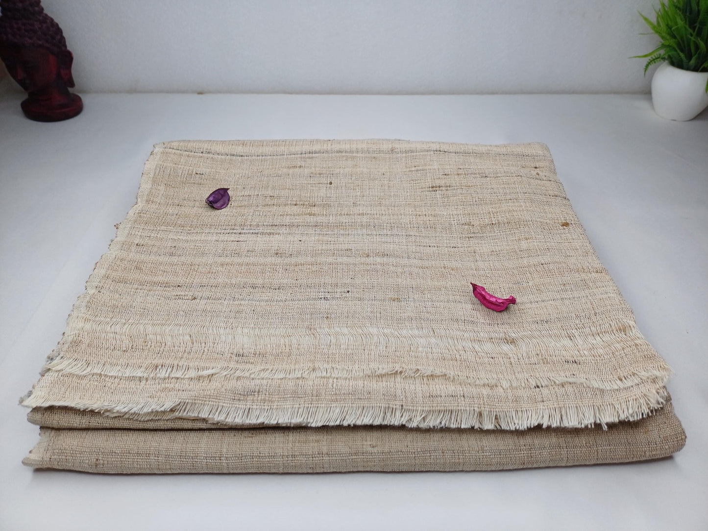 PEACE SILK Traditional Handspun/Handwoven Non-Violent Pure Raw Eri Silk Meditation Shawl/Scarf,Ethical Silk Tantrik Buddhist Prayer Wrap/Zen