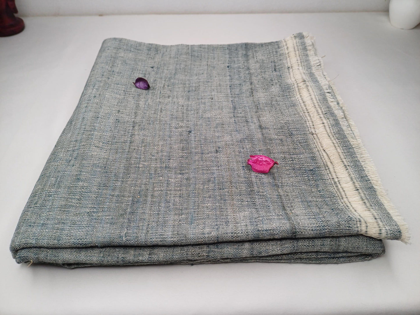 Large Traditional Handspun And Handwoven Indigo Blue Raw Eri Silk Meditation Shawl,Oversize Peace Silk Wrap,Non -Violent Eri Silk Prayer Zen
