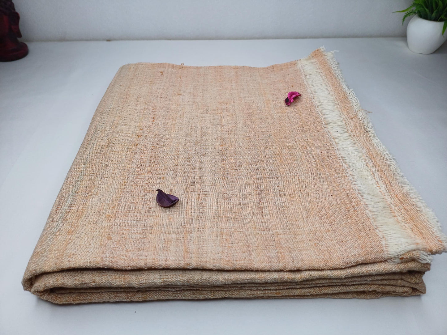 PEACE SILK Traditional Handspun/Handwoven Non-Violent Pure Raw Eri Silk Meditation Shawl/Scarf,Ethical Silk Tantrik Buddhist Prayer Wrap/Zen