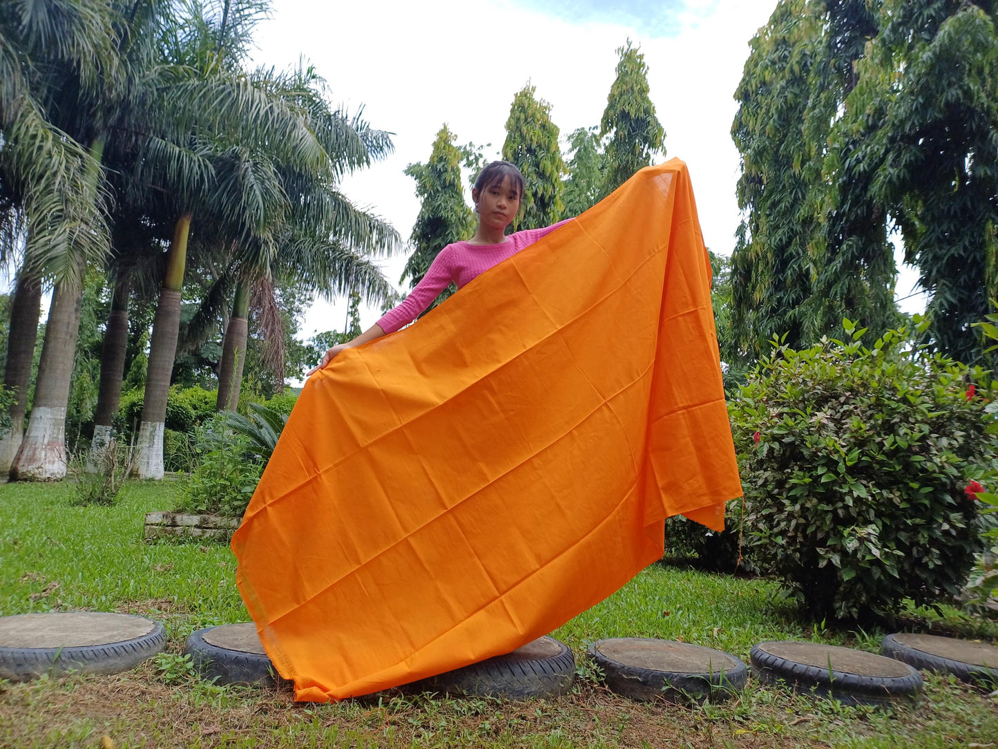 X- Large Handwoven Pure Organic Cotton  Saffron Tibetan Buddhist Monk Meditation Shawl,Indian Cotton Tantrik Wrap,TibetanBuddhist Prayer Zen