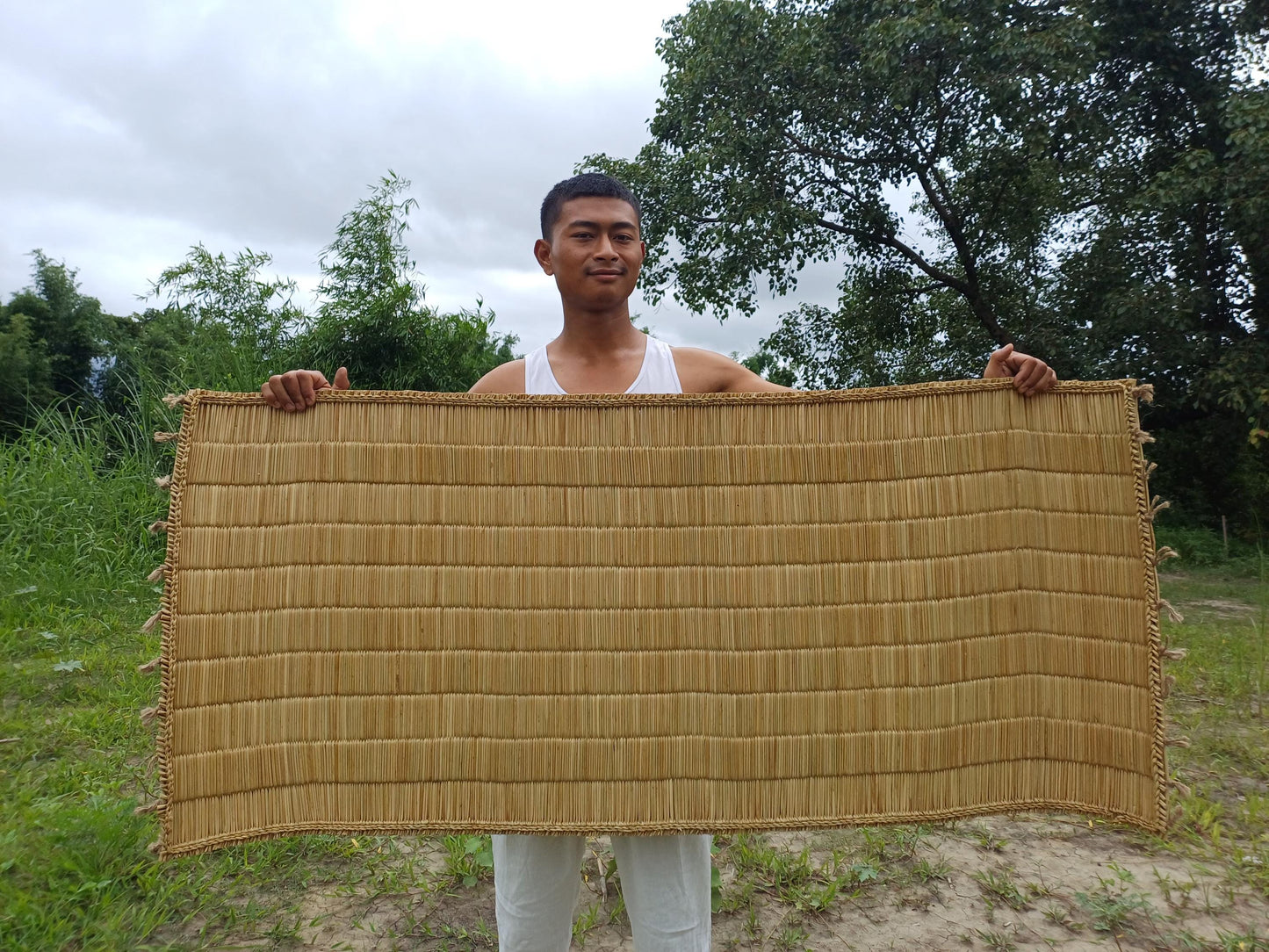 Artisan Handwoven Organic Cotton  Meditation Rug,Handwoven Meditation Floor Mat,Indian Handloomed Rug,Cotton Prayer Mat,Natural Fibre Rug