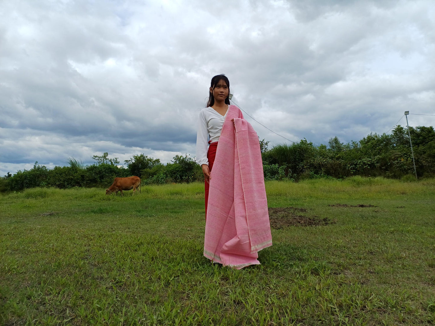 Large Traditional HandspunHandwoven Pink Raw Eri Silk Buddhist Meditation Shawl,Oversize Peace Silk Wrap,Non-Violent Silk Tantrik Prayer Zen