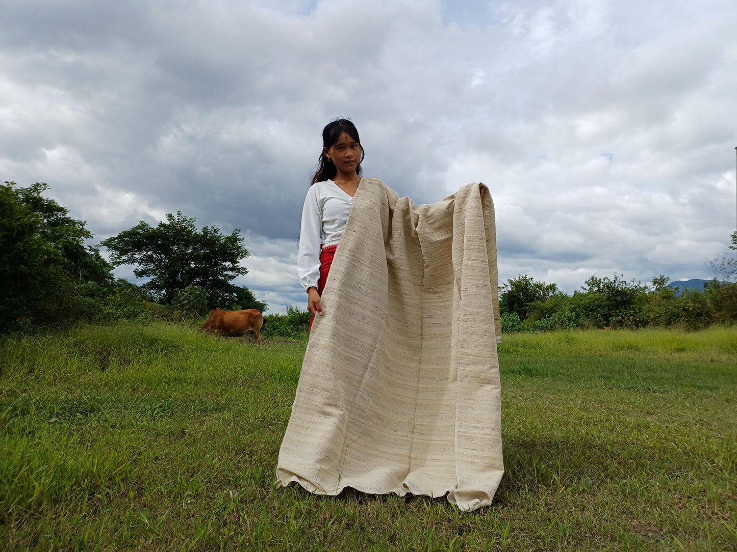 PEACE SILK Traditional Handspun/Handwoven Non-Violent Pure Raw Eri Silk Meditation Shawl/Scarf,Ethical Silk Tantrik Buddhist Prayer Wrap/Zen