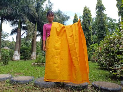 X-Large  Handwoven Pure Organic Cotton Saffron Tibetan Buddhist Monk Meditation Shawl,Indian Cotton Tantrik Wrap,Tibetan Buddhist Prayer Zen