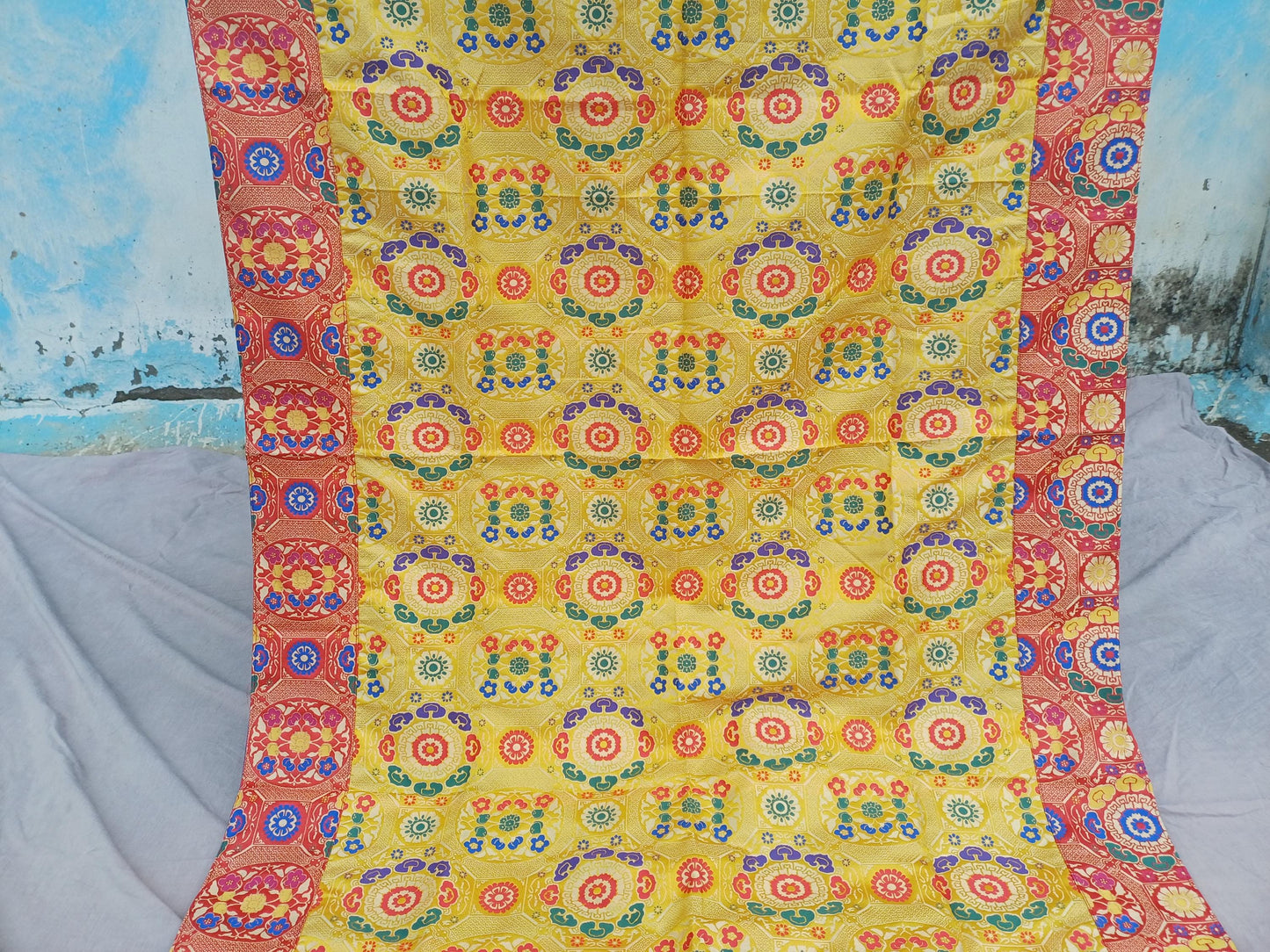Handmade Multi-Color Tibetan Buddhist Ashtamangala Budha Silk Brocade Tibetan Altar/Shrine Table Cloth,Zen Buddhist Tibetan Table Runner