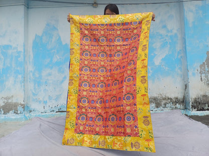 Handmade Multi-Color Tibetan Buddhist Ashtamangala Budha Silk Brocade Tibetan Altar/Shrine Table Cloth,Zen Buddhist Tibetan Table Runner