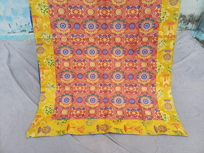 Handmade Multi-Color Tibetan Buddhist Ashtamangala Budha Silk Brocade Tibetan Altar/Shrine Table Cloth,Zen Buddhist Tibetan Table Runner