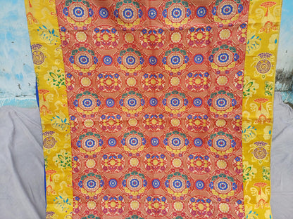 Handmade Multi-Color Tibetan Buddhist Ashtamangala Budha Silk Brocade Tibetan Altar/Shrine Table Cloth,Zen Buddhist Tibetan Table Runner
