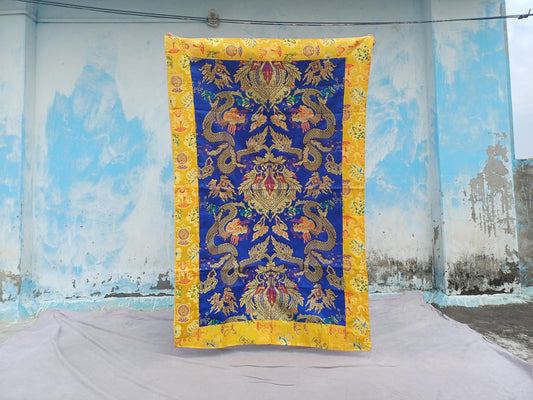 Handmade Multi-Color Tibetan Buddhist Ashtamangala Budha Silk Brocade Tibetan Altar/Shrine Table Cloth,Zen Buddhist Tibetan Table Runner