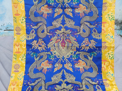 Handmade Multi-Color Tibetan Buddhist Ashtamangala Budha Silk Brocade Tibetan Altar/Shrine Table Cloth,Zen Buddhist Tibetan Table Runner