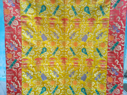 Handmade Multi-Color Tibetan Buddhist Ashtamangala Budha Silk Brocade Tibetan Altar/Shrine Table Cloth,Zen Buddhist Tibetan Table Runner