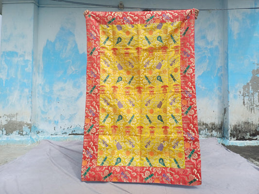 Handmade Multi-Color Tibetan Buddhist Ashtamangala Budha Silk Brocade Tibetan Altar/Shrine Table Cloth,Zen Buddhist Tibetan Table Runner