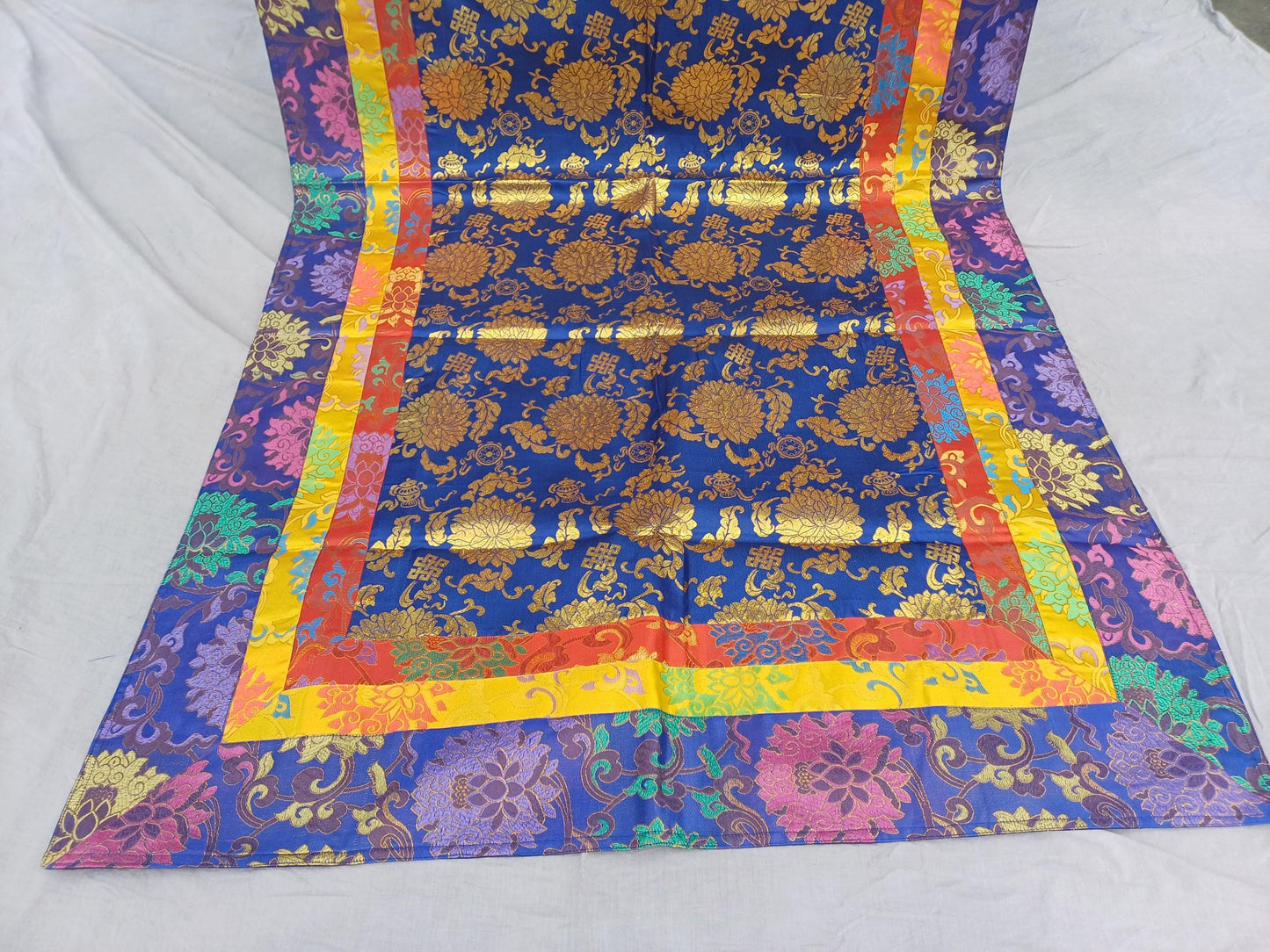 Handmade Multi-Color Tibetan Buddhist Ashtamangala Budha Silk Brocade Tibetan Altar/Shrine Table Cloth,Zen Buddhist Tibetan Table Runner