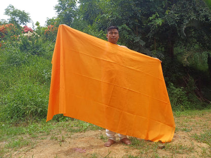 X-Large Handwoven Pure Organic Cotton  Orange Tibetan Buddhist Monk Meditation Shawl,Indian Cotton Tantrik Wrap,Tibetan Buddhist Prayer Zen