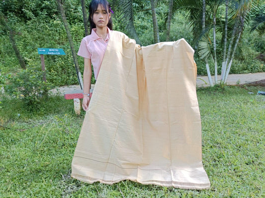 DAKINI Large Handwoven Pure Organic Cotton Cream Color Tibetan Buddhist Meditation Shawl,Indian Khadi Cotton Tantrik Wrap,Buddhis Prayer Zen