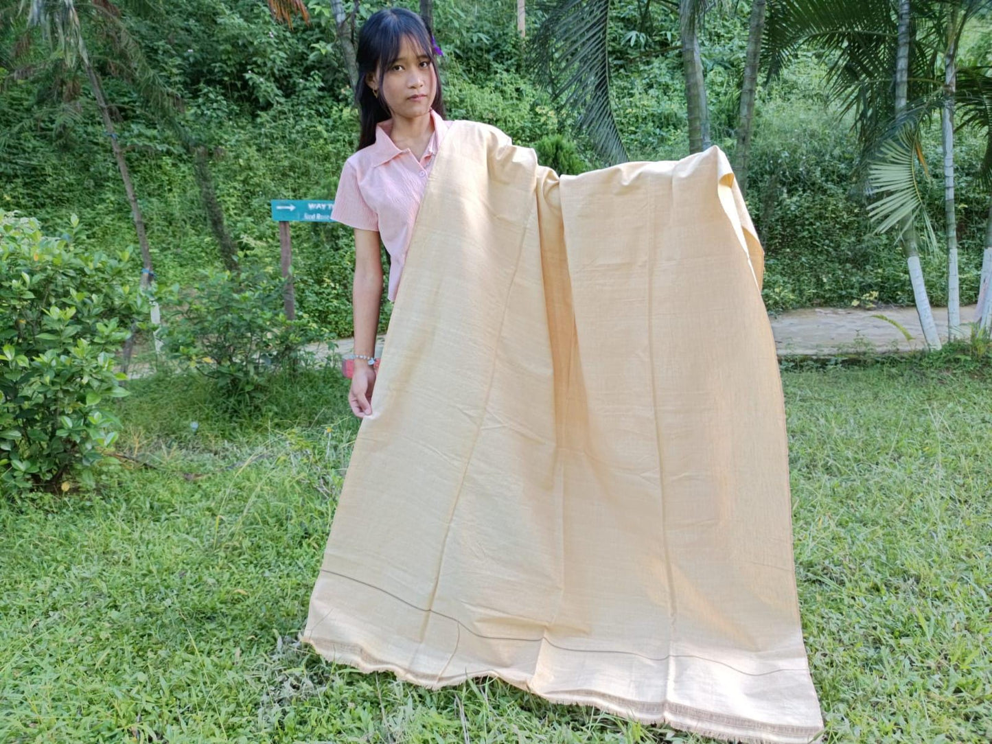 DAKINI Large Handwoven Pure Organic Cotton Cream Color Tibetan Buddhist Meditation Shawl,Indian Khadi Cotton Tantrik Wrap,Buddhis Prayer Zen