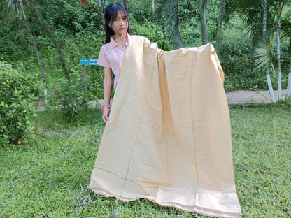 DAKINI Large Handwoven Pure Organic Cotton Cream Color Tibetan Buddhist Meditation Shawl,Indian Khadi Cotton Tantrik Wrap,Buddhis Prayer Zen