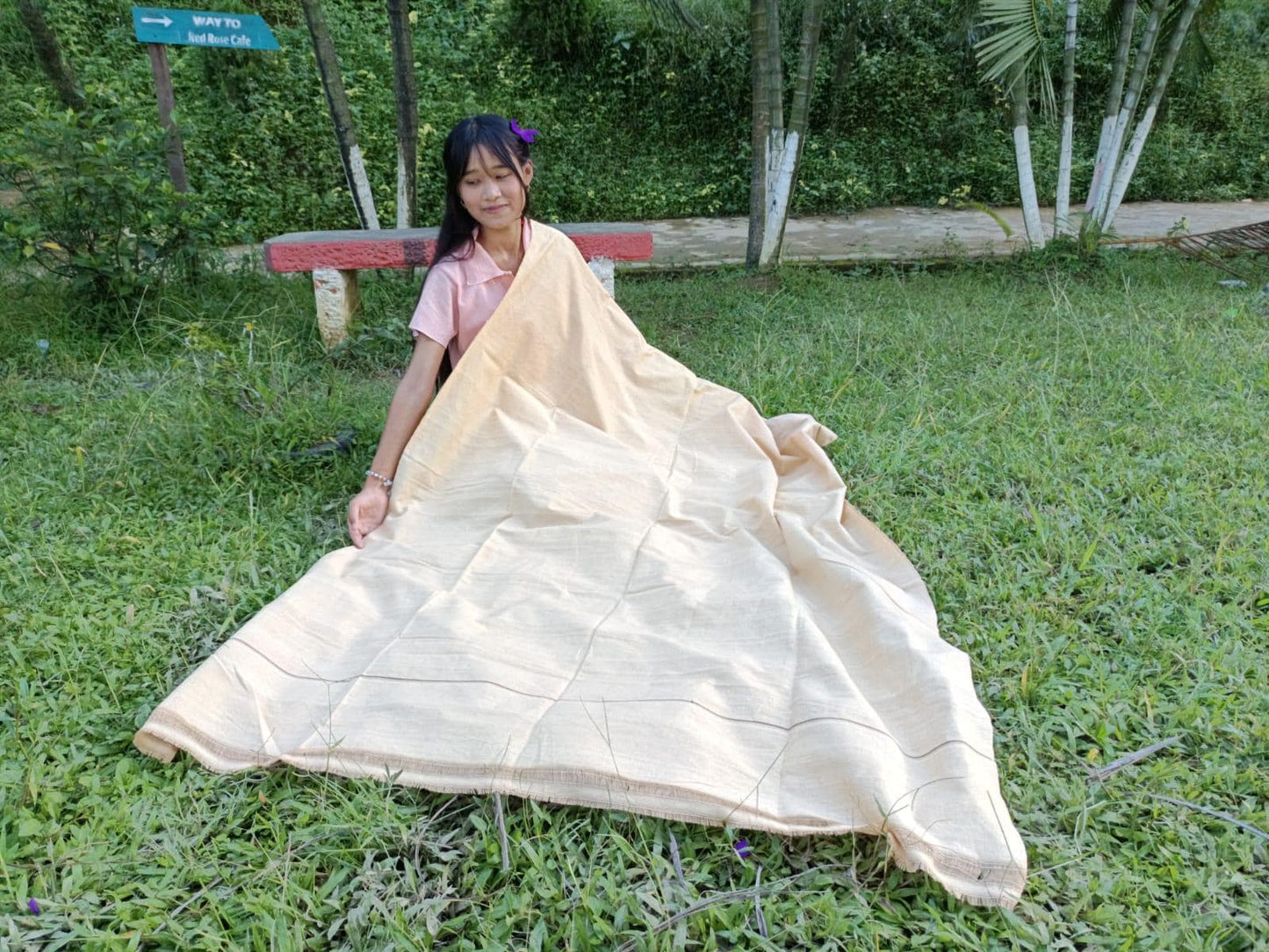 DAKINI Large Handwoven Pure Organic Cotton Cream Color Tibetan Buddhist Meditation Shawl,Indian Khadi Cotton Tantrik Wrap,Buddhis Prayer Zen