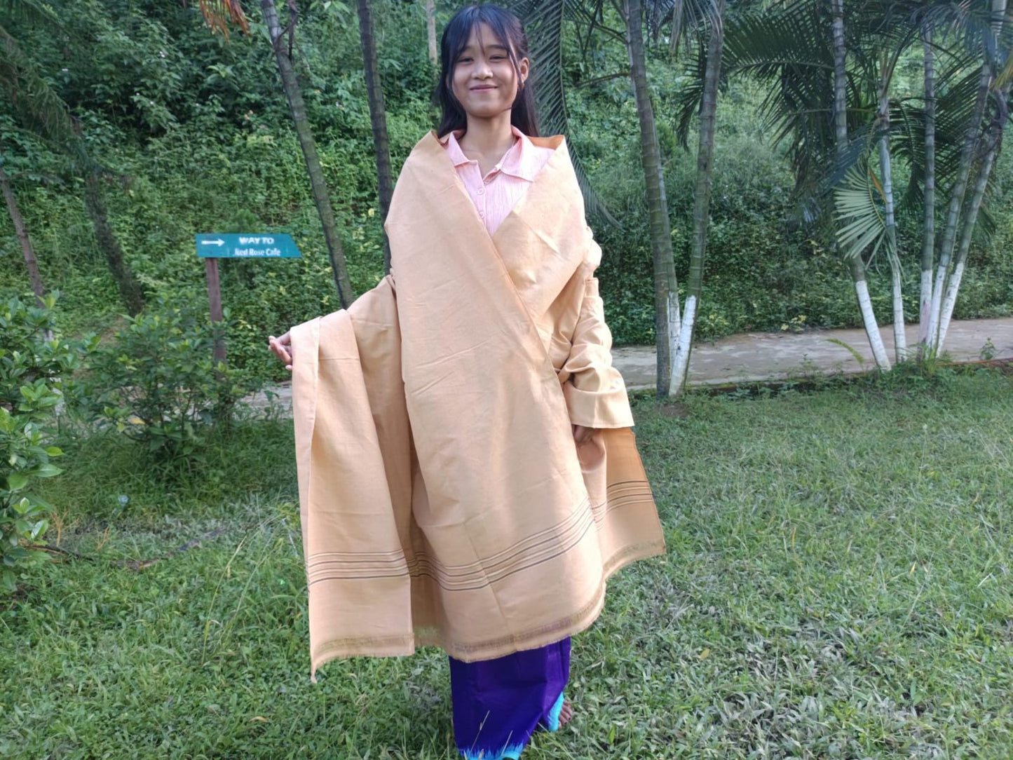 YOGINI Large Handwoven Pure Organic Cotton Beige Tibetan Buddhist Meditation Shawl,Indian Khadi Cotton Tantrik Wrap,Buddhist Prayer Zen
