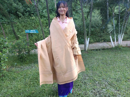 YOGINI Large Handwoven Pure Organic Cotton Beige Tibetan Buddhist Meditation Shawl,Indian Khadi Cotton Tantrik Wrap,Buddhist Prayer Zen