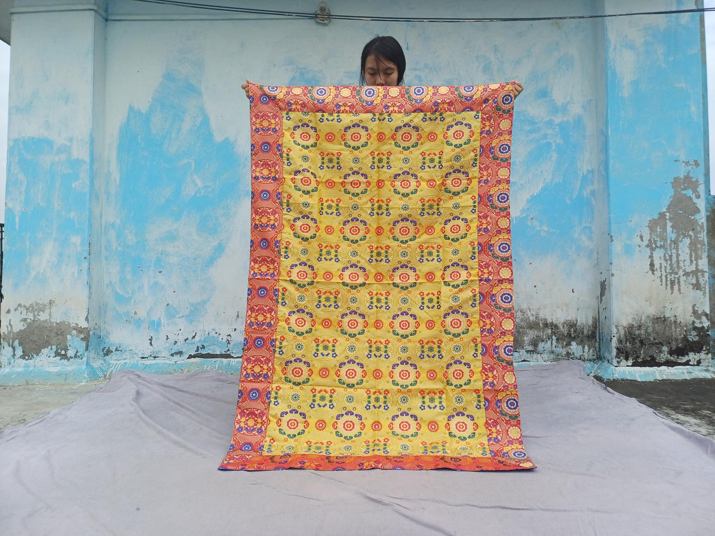 Handmade Multi-Color Tibetan Buddhist Ashtamangala Budha Silk Brocade Tibetan Altar/Shrine Table Cloth,Zen Buddhist Tibetan Table Runner