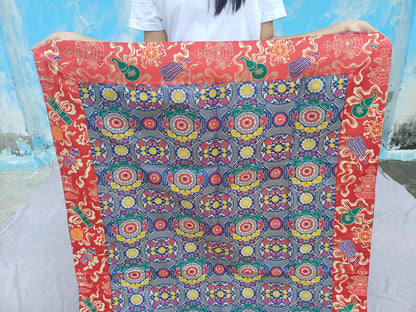 Handmade Multi-Color Tibetan Buddhist Ashtamangala Budha Silk Brocade Tibetan Altar/Shrine Table Cloth,Zen Buddhist Tibetan Table Runner