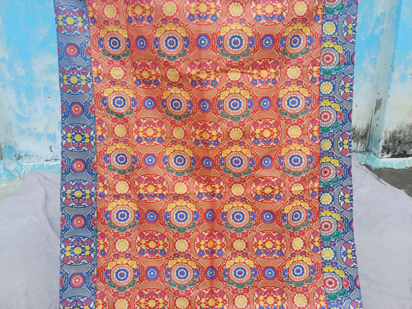 Handmade Multi-Color Tibetan Buddhist Ashtamangala Budha Silk Brocade Tibetan Altar/Shrine Table Cloth,Zen Buddhist Tibetan Table Runner