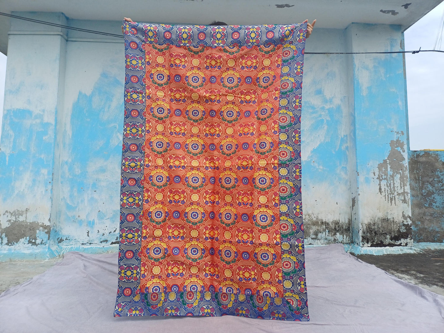 Handmade Multi-Color Tibetan Buddhist Ashtamangala Budha Silk Brocade Tibetan Altar/Shrine Table Cloth,Zen Buddhist Tibetan Table Runner