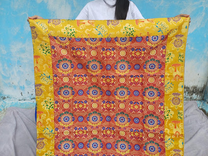 Handmade Multi-Color Tibetan Buddhist Ashtamangala Budha Silk Brocade Tibetan Altar/Shrine Table Cloth,Zen Buddhist Tibetan Table Runner