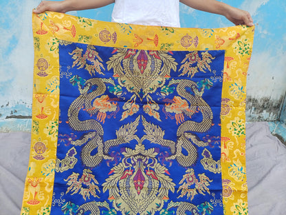 Handmade Multi-Color Tibetan Buddhist Ashtamangala Budha Silk Brocade Tibetan Altar/Shrine Table Cloth,Zen Buddhist Tibetan Table Runner