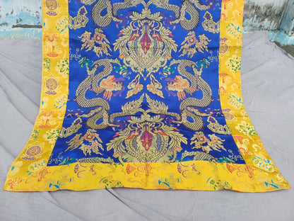 Handmade Multi-Color Tibetan Buddhist Ashtamangala Budha Silk Brocade Tibetan Altar/Shrine Table Cloth,Zen Buddhist Tibetan Table Runner