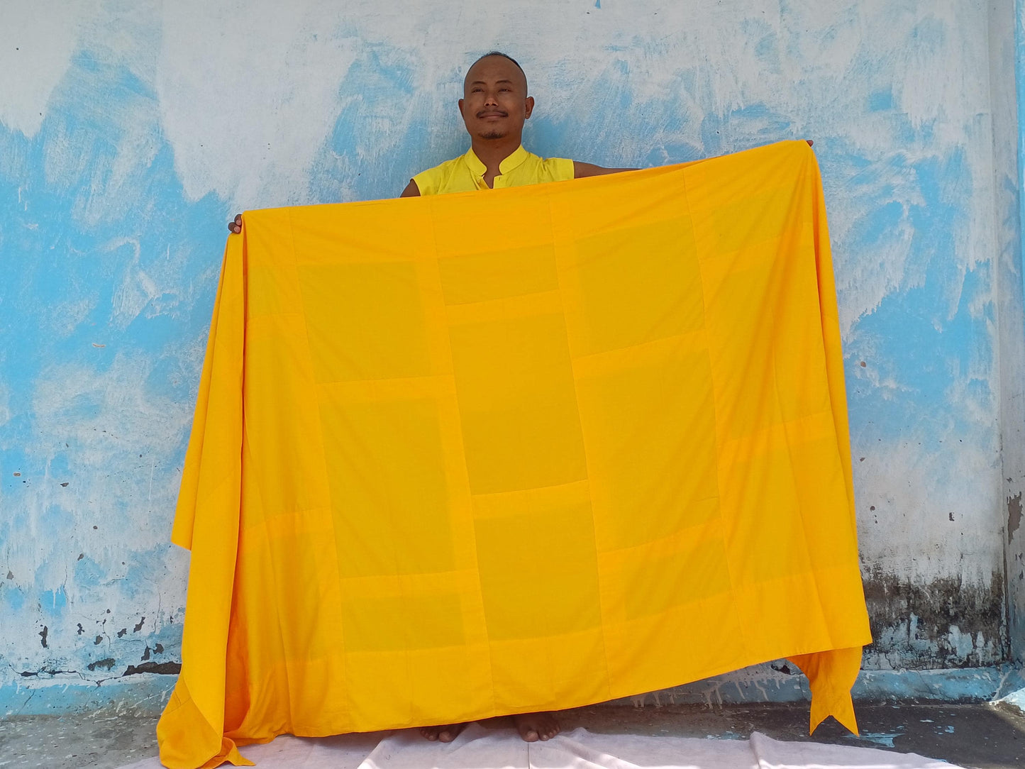 Dalai Lama Yellow Saffron Tibetan Prayer Wrap/ Cape/Cloak,Tibetan Monk Chogu Shawl,
