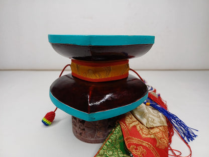 Handmade Small Traditional Tibetan Tantric Ritual Chod Damaru,Bawa Wood Buddhist Religious Drum,Ceremonial Spiritual MusicInstrument