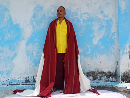 TANTRIK X-Large Traditional Handwoven Tibetan Buddhist Pure Raw Eri Silk Meditation Shawl,Buddhist Silk Zen,Ngakpa Tantrik Meditation Wrap