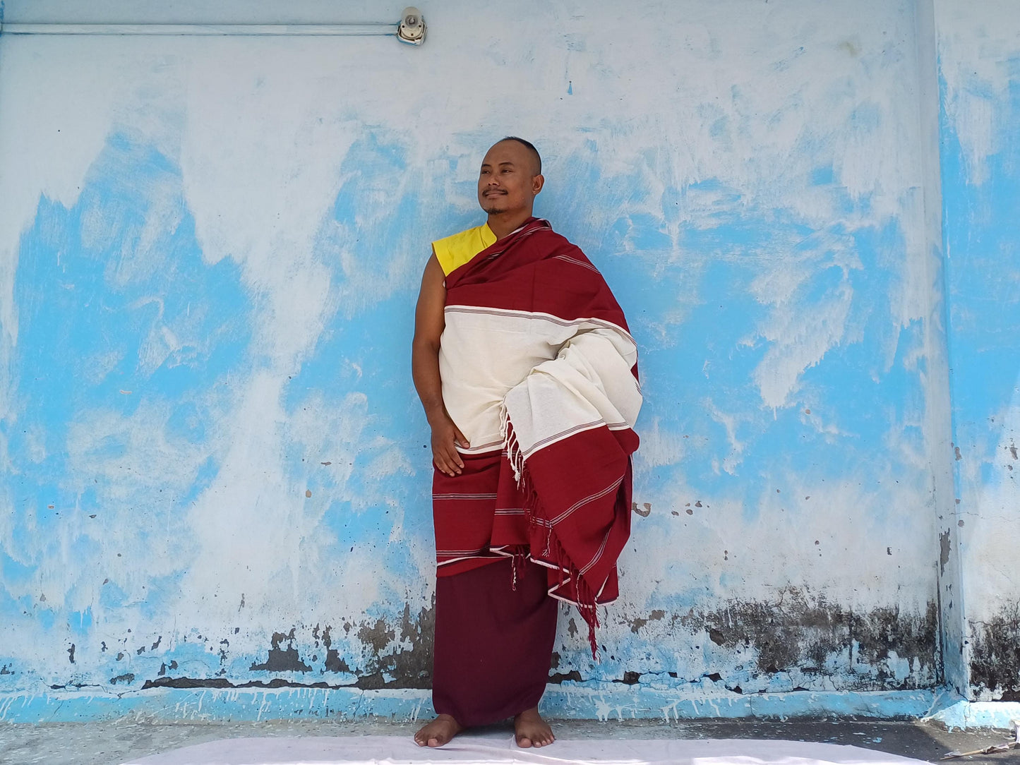 TANTRIK X-Large Traditional Handwoven Tibetan Buddhist Pure Raw Eri Silk Meditation Shawl,Buddhist Silk Zen,Ngakpa Tantrik Meditation Wrap