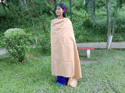 MINAKSHI Large Handwoven Organic Cotton White Tibetan Buddhist Monk Meditation Shawl,Indian Cotton Tantrik Wrap,Buddhist Prayer Zen