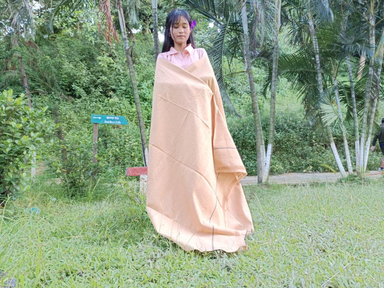 MINAKSHI Large Handwoven Organic Cotton White Tibetan Buddhist Monk Meditation Shawl,Indian Cotton Tantrik Wrap,Buddhist Prayer Zen