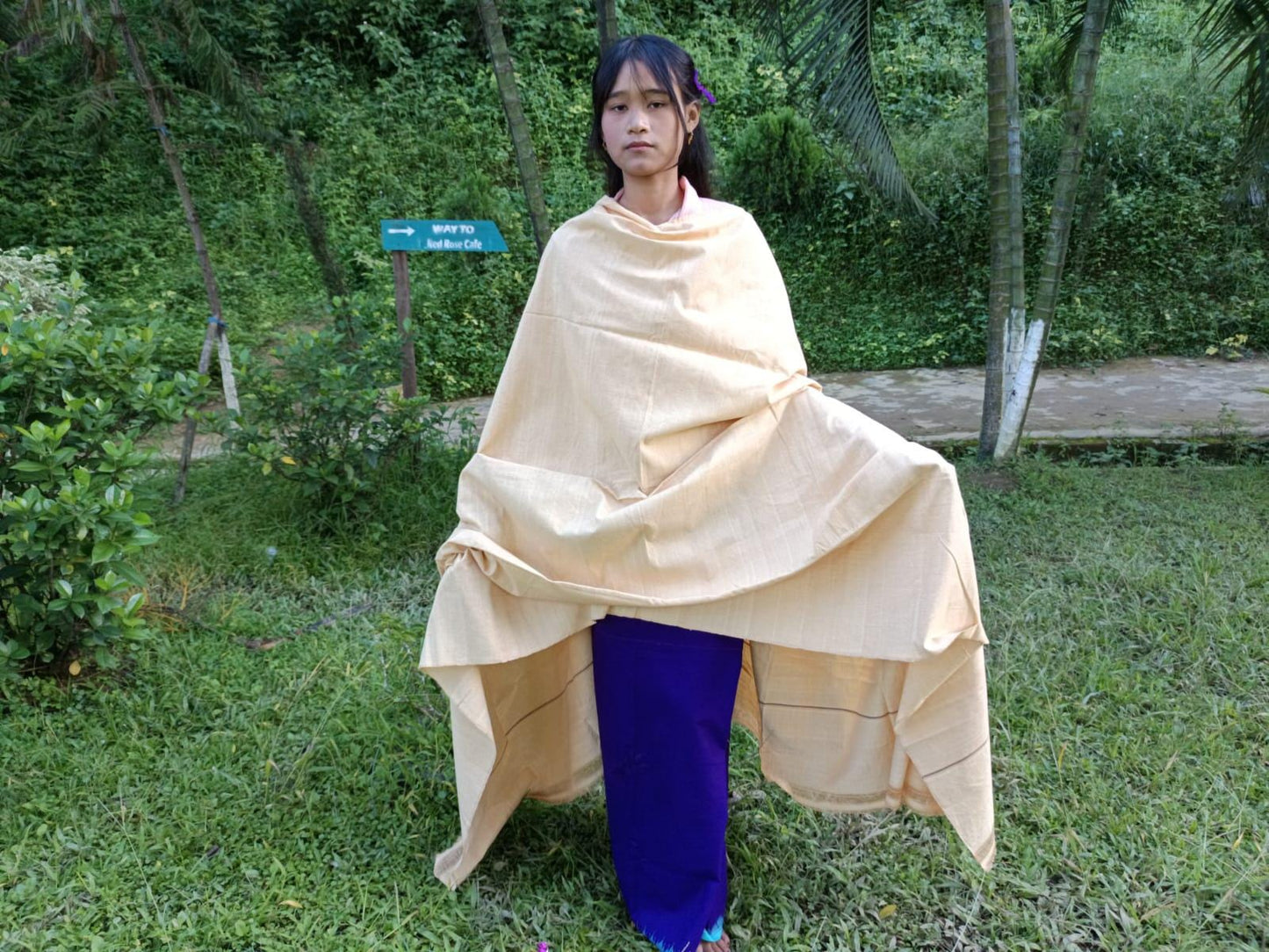 DAKINI Large Handwoven Pure Organic Cotton Cream Color Tibetan Buddhist Meditation Shawl,Indian Khadi Cotton Tantrik Wrap,Buddhis Prayer Zen