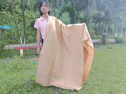 YOGINI Large Handwoven Pure Organic Cotton Beige Tibetan Buddhist Meditation Shawl,Indian Khadi Cotton Tantrik Wrap,Buddhist Prayer Zen