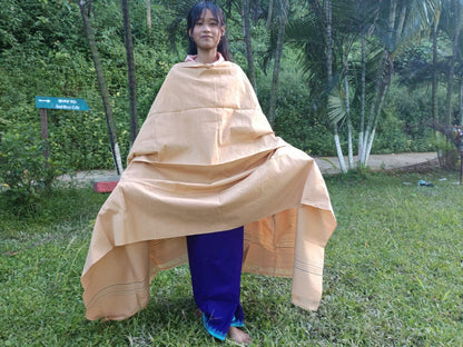 YOGINI Large Handwoven Pure Organic Cotton Beige Tibetan Buddhist Meditation Shawl,Indian Khadi Cotton Tantrik Wrap,Buddhist Prayer Zen