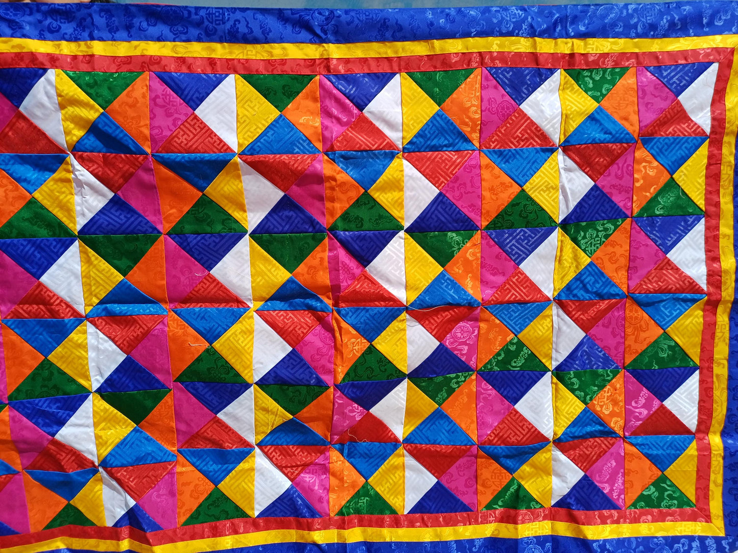 Handmade Multi-Color Tibetan Buddhist Ashtamangala Budha Silk Brocade Tibetan Altar/Shrine Table Cloth,Zen Buddhist Tibetan Table Runner