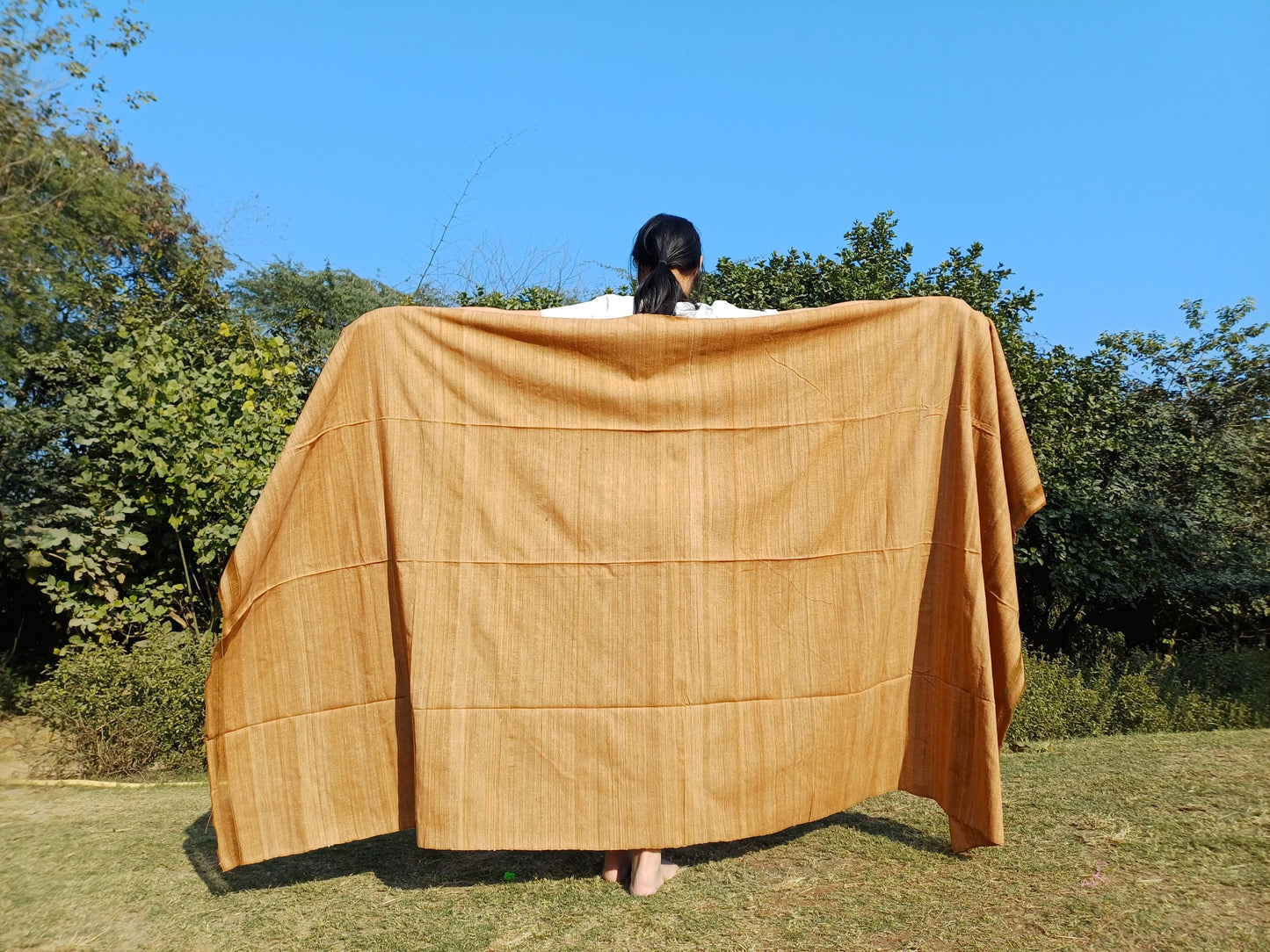 PEACE SILK Traditional Handspun/Handwoven Non-Violent Pure Raw Eri Silk Meditation Shawl/Scarf,Ethical Silk Tantrik Buddhist Prayer Wrap/Zen