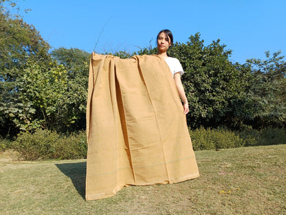 MINAKSHI Large Handwoven Organic Cotton White Tibetan Buddhist Monk Meditation Shawl,Indian Cotton Tantrik Wrap,Buddhist Prayer Zen