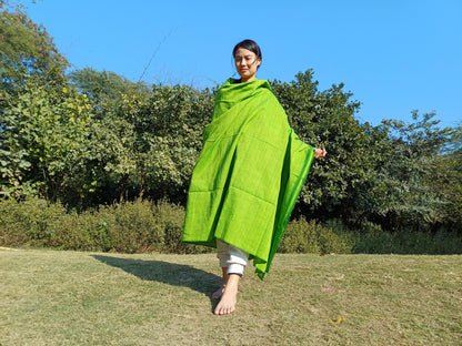 Tara Large Handwoven Pure Organic Cotton Green Tibetan Buddhist Monk Meditation Shawl,Indian Cotton Tantrik Wrap,Tibetan Buddhist Prayer Zen