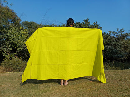 X-Large  Handwoven Pure Organic Cotton Yellow Tibetan Buddhist Monk Meditation Shawl,Indian Cotton Tantrik Wrap,TibetanBuddhist Prayer Zen
