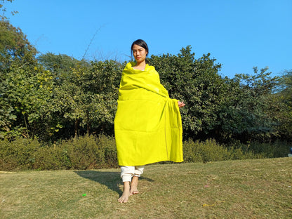 X-Large  Handwoven Pure Organic Cotton Yellow Tibetan Buddhist Monk Meditation Shawl,Indian Cotton Tantrik Wrap,TibetanBuddhist Prayer Zen