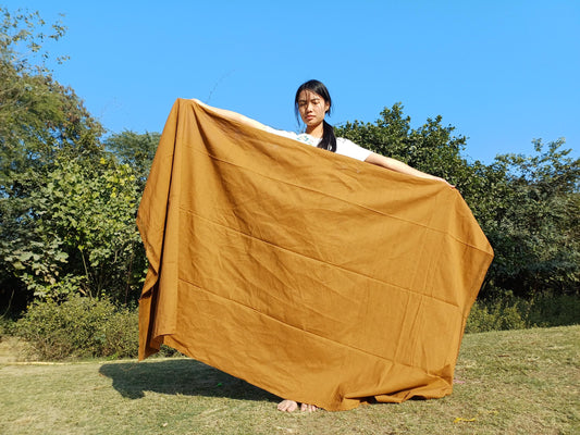 YOGINI Large Handwoven Pure Organic Cotton Brown Tibetan Buddhist Meditation Shawl,Indian Khadi Cotton Tantrik Wrap,Buddhist Prayer Zen