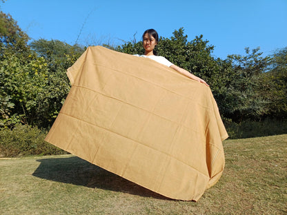YOGINI Large Handwoven Pure Organic Cotton Beige Tibetan Buddhist Meditation Shawl,Indian Khadi Cotton Tantrik Wrap,Buddhist Prayer Zen
